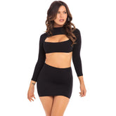 Stop and Stare Two Piece Skirt Set Black > Clothes > Dresses and Chemises
